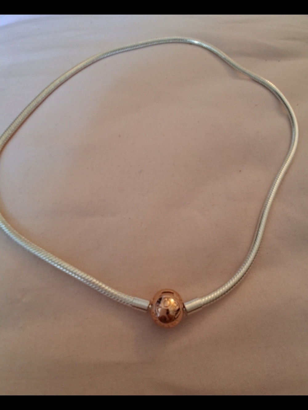 Two-Tone Snake Chain Necklace with Rose Gold Accent Bead